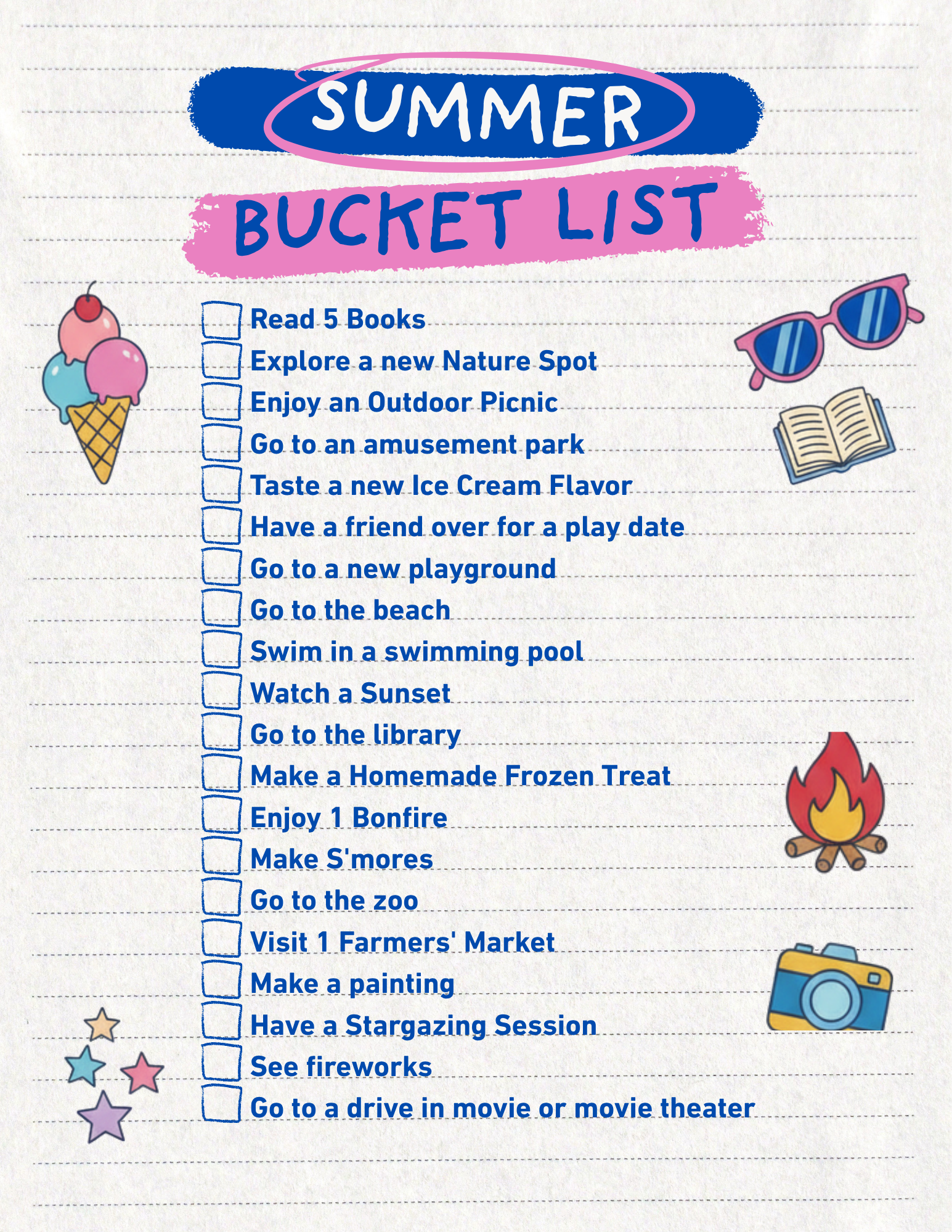 Summer bucket list for kids